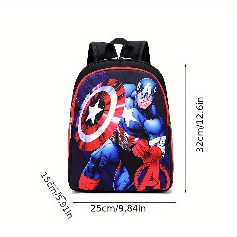 Disney Series Backpack, Captain America, Small Campus Backpack, Printed Zipper Travel Double Backpack