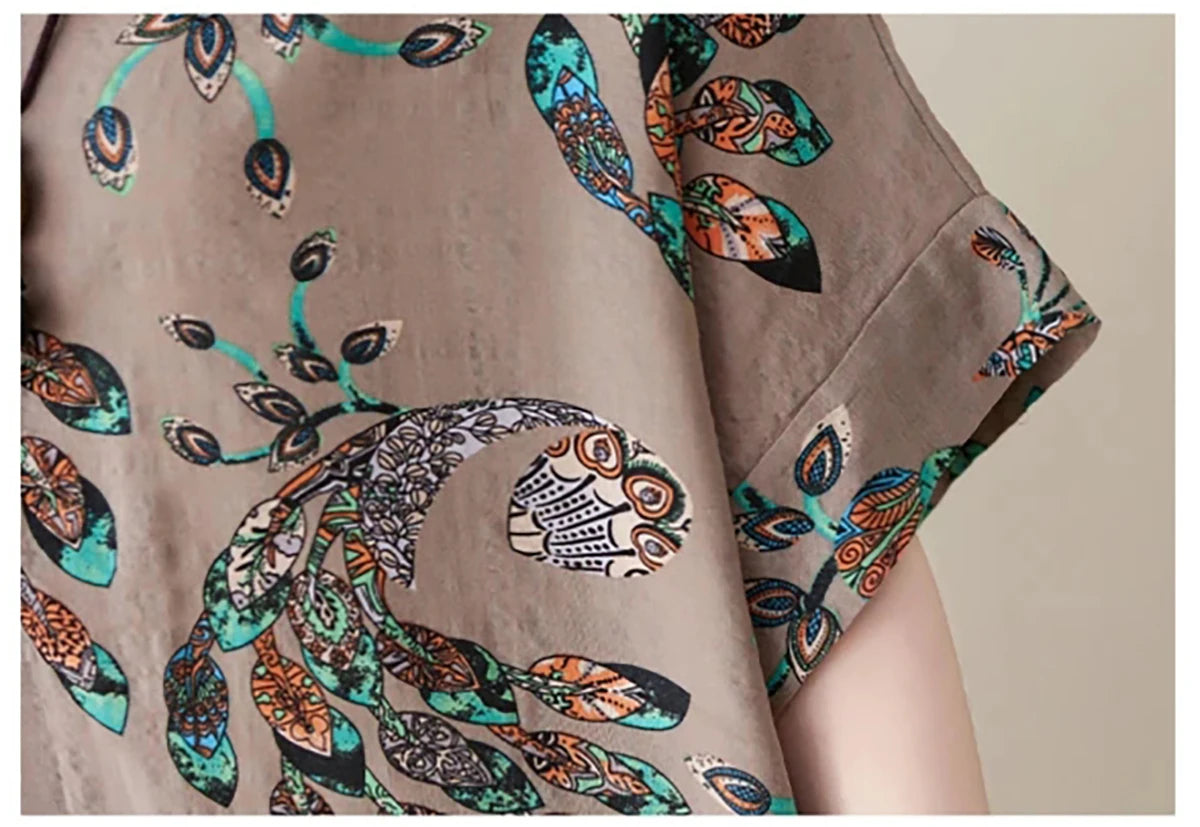 New Womens Dresses 3D Flowers Print Short Sleeve Clothes Fashion Loose Elegant Skirt Summer Lady Oversized Vacation Dresses 2024