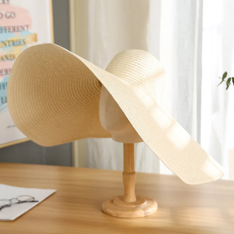 Summer Large Wide brim women leisure Colorful Panama sun hat fashion trendy dome holiday beach hat foldable straw hat