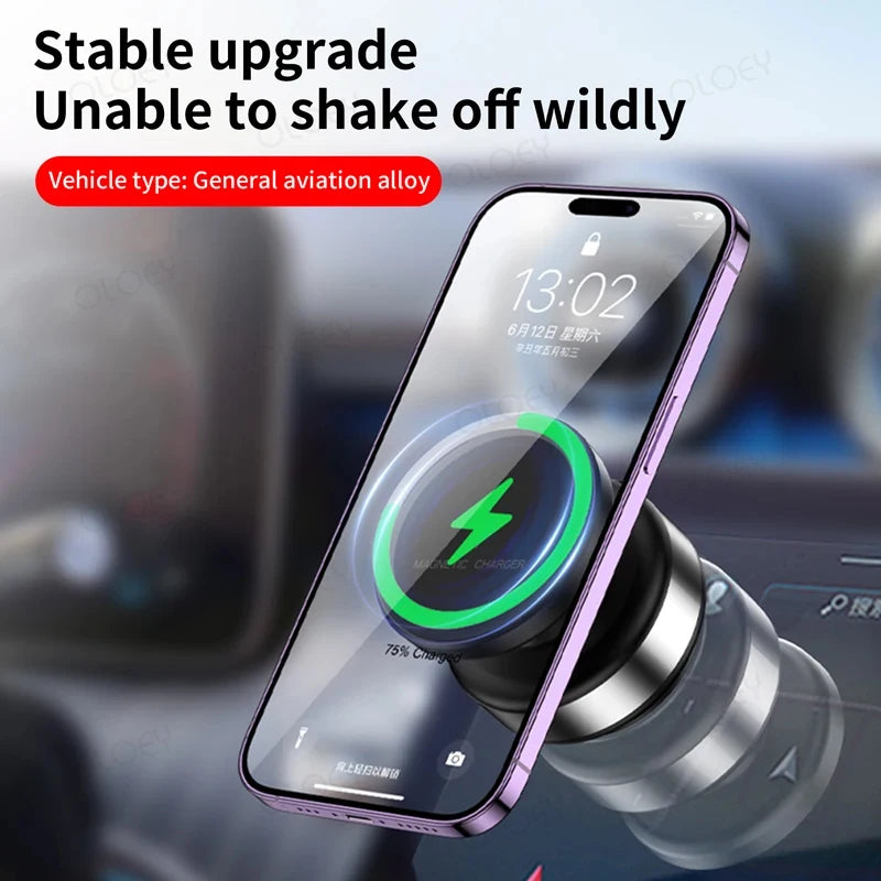 Wireless charge 360°rotatable vacum car holder For iPhone Samsung Xiaomi magnetic car mount vacuum phone holder