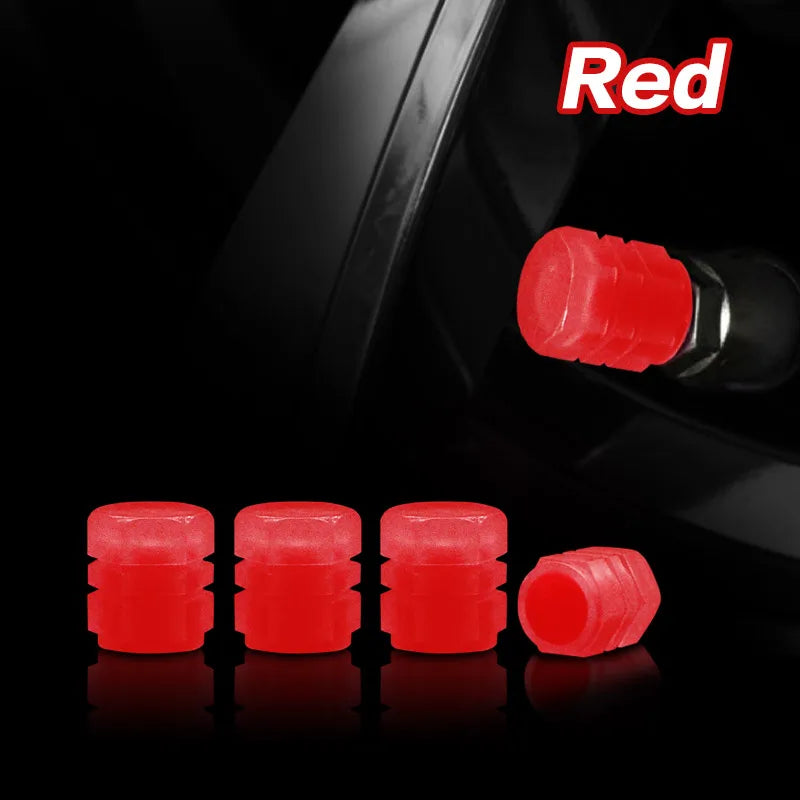 New Luminous Car Tire Valve Caps Wheel Tyre Rim Stem Covers Dustproof Waterproof for Auto Motorcycle Bicycle Glow In The Dark