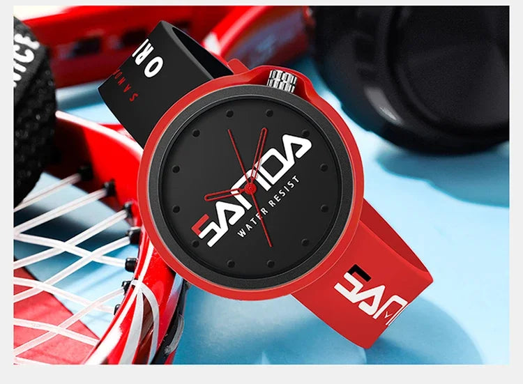 SANDA 3200 Product Fashion Brand Ladies Watch Sports Silicone Quartz Cool Waterproof Red White Black Wrist Watch Casual Men