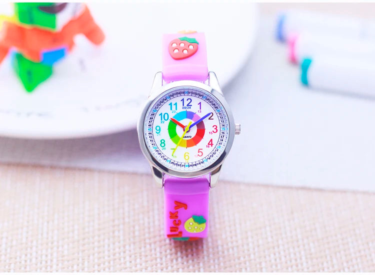 Smart Child Children‘s Girls Babies Cute Sweetheart Princess 3D Strawberry Silicone Color Digital Watch Kids Items Wristwatches