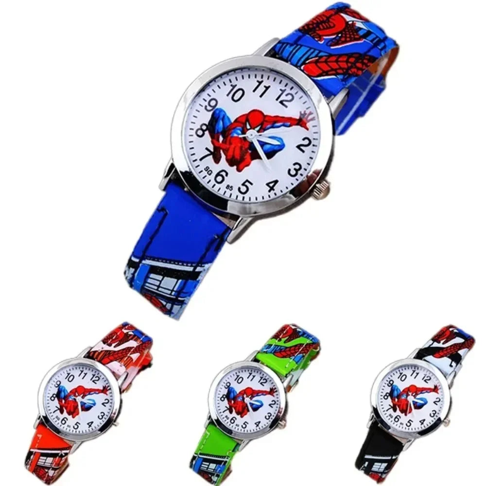 Children Cartoon Watch Spiderman Leather Strap Kids Quartz Watch Best Child Wristwatch Waterproof Men Watches Boy Gift