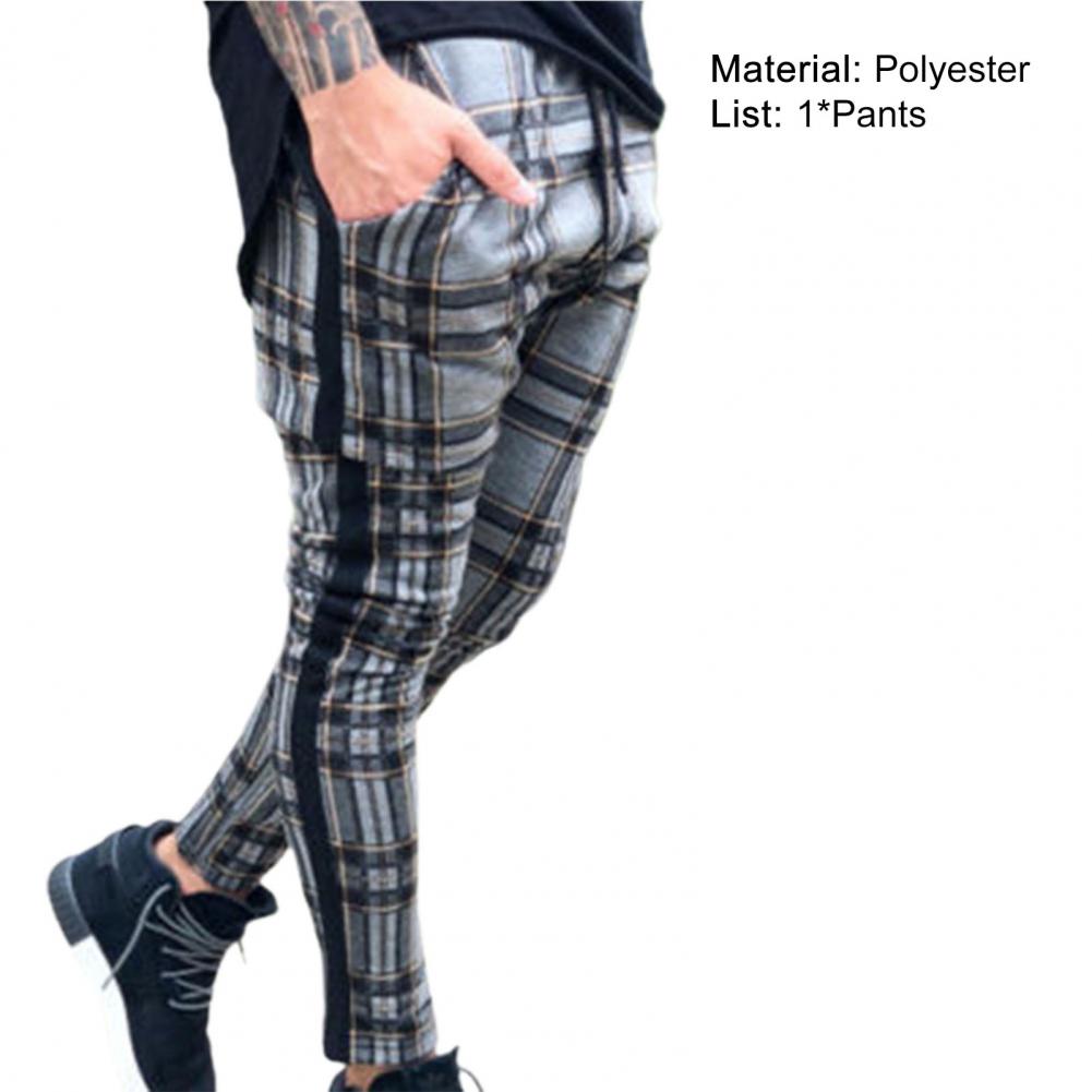 Pencil Pants Sweatpants Men Pants Plaid Simple Spring Sweatpants Mens Joggers Pants Mens Slim Fit Hole Pencil Pants Long Trouser