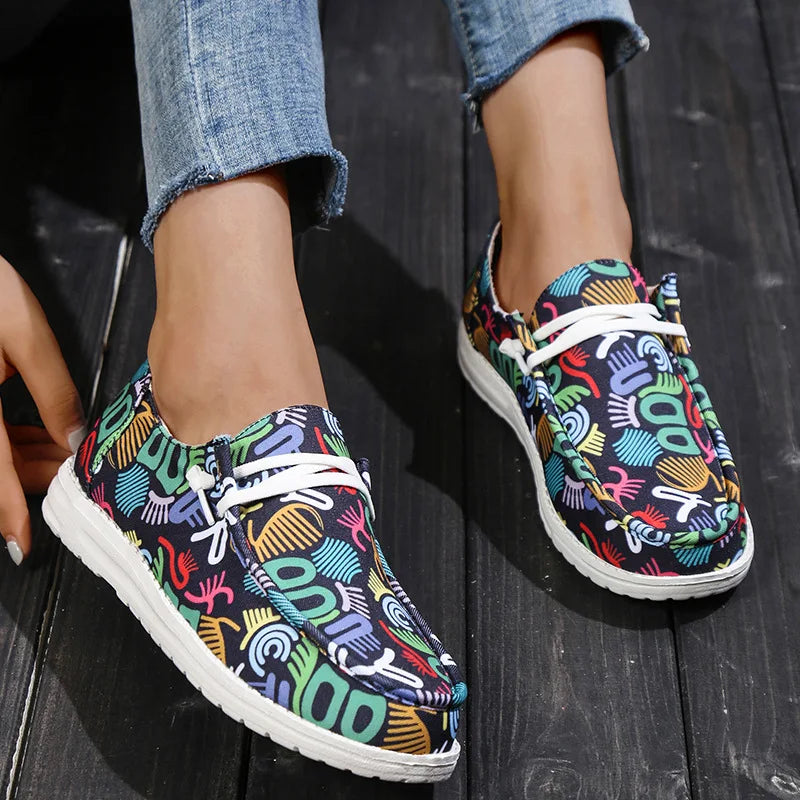 Women Orange Vulcanized Shoes Canvas Slip on Loafers Female Flat Shoes Fashion Ladies Walking Shoes Casual Sneakers 2023