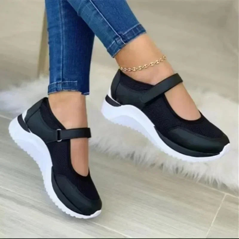 Women Fashion Vulcanized Sneakers Platform Solid Color Flats Ladies Shoes Casual Breathable Wedges Ladies Walking Sneakers