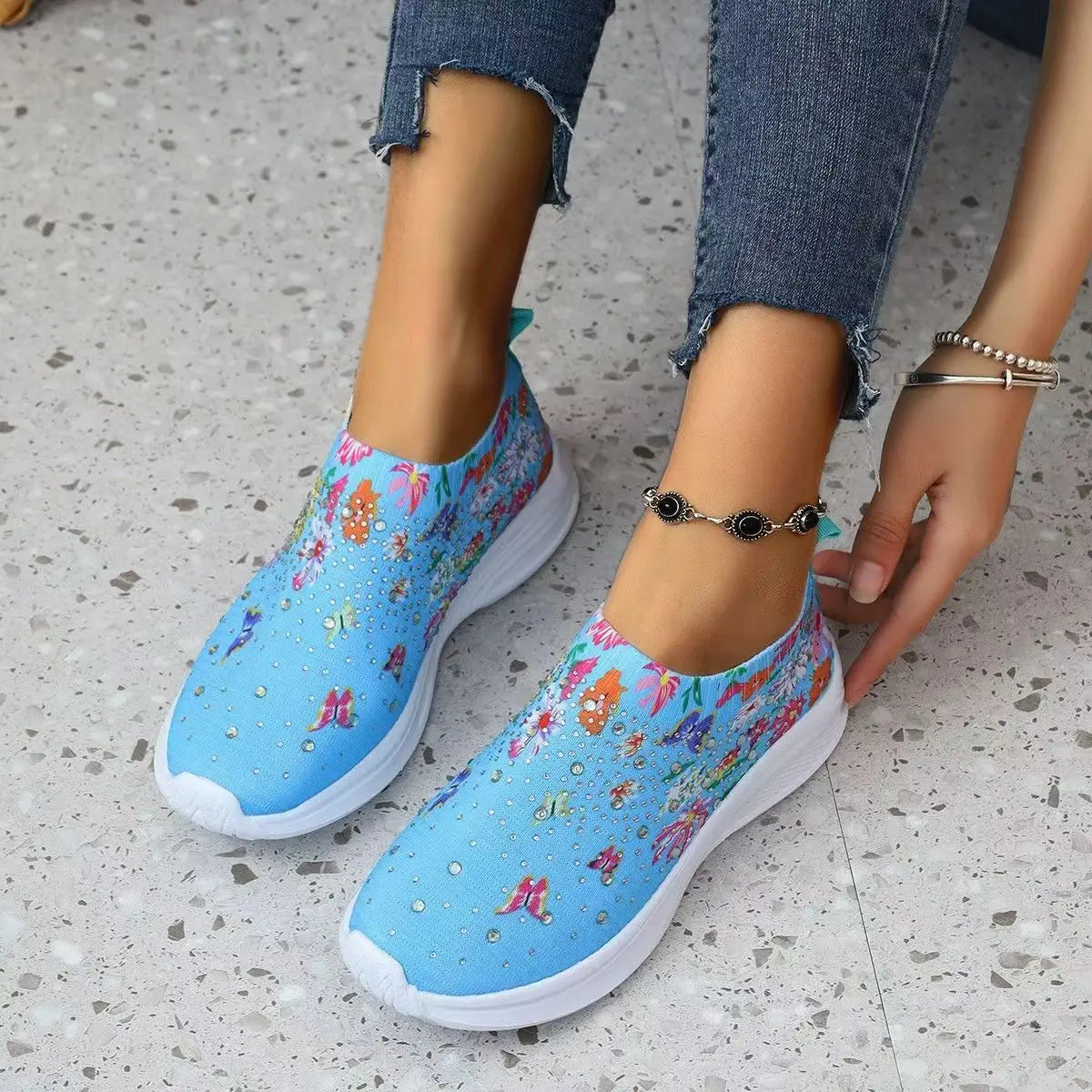 2024 Summer Women Shoes Knitting Sock Sneakers Women Flat Shoes Casual Breathable Sneakers Flats Walking Shoes for Women