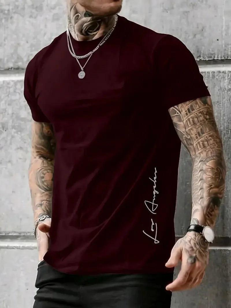 Fashionable and simple letter printing summer short-sleeved round neck men's comfortable, breathable and comfortable T-shirt