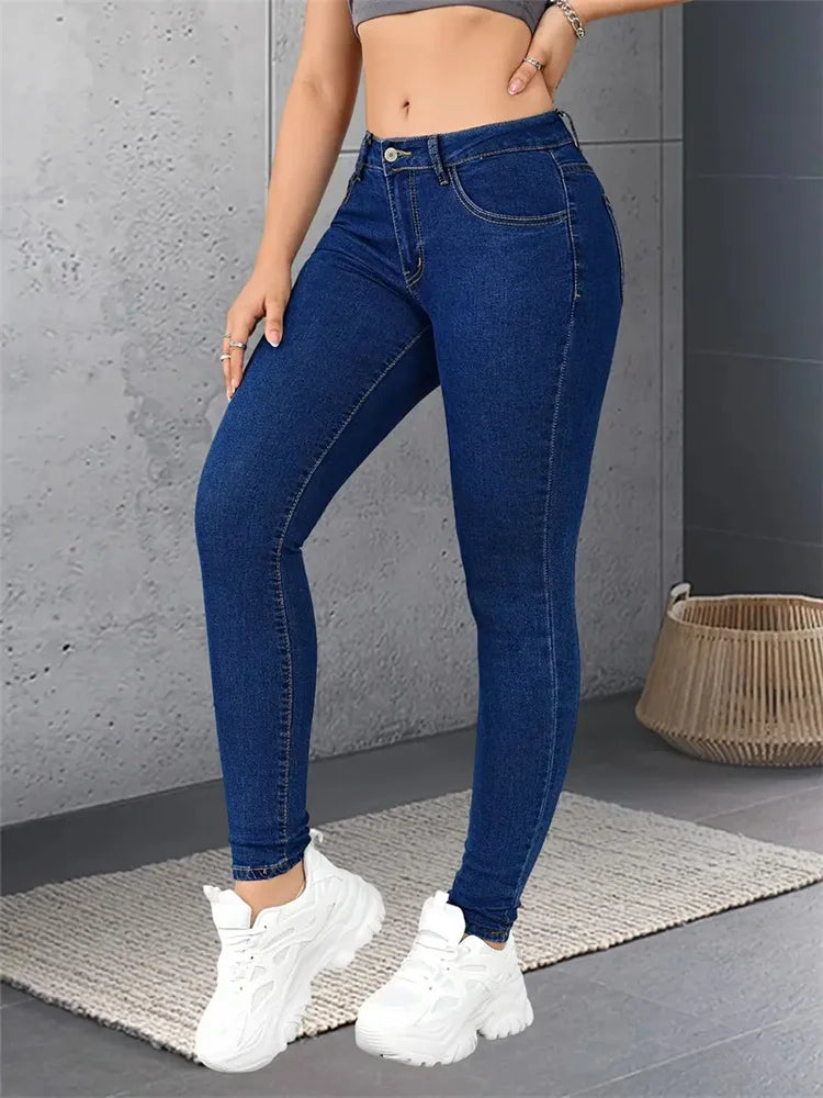 2024 Women Stretch Skinny Jeans Lady Slim Fit Pencil Jeans Girls Leggings Straight Leg Pants Light Blue Gray Black Sexy Trousers