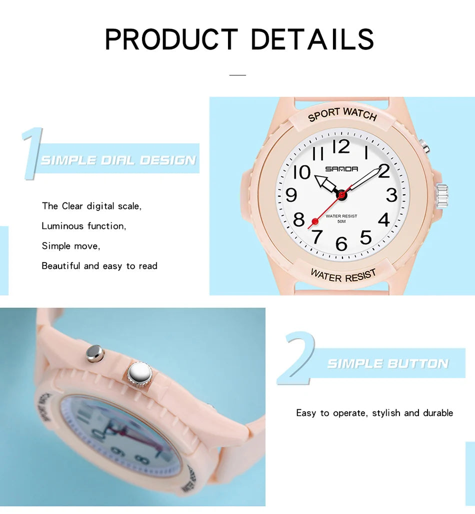 Fashion Sanda Top Brand Relogio Masculino New Casual Mens Watches Simple Letters Resin Waterproof Quartz Wristwatches Man Clock