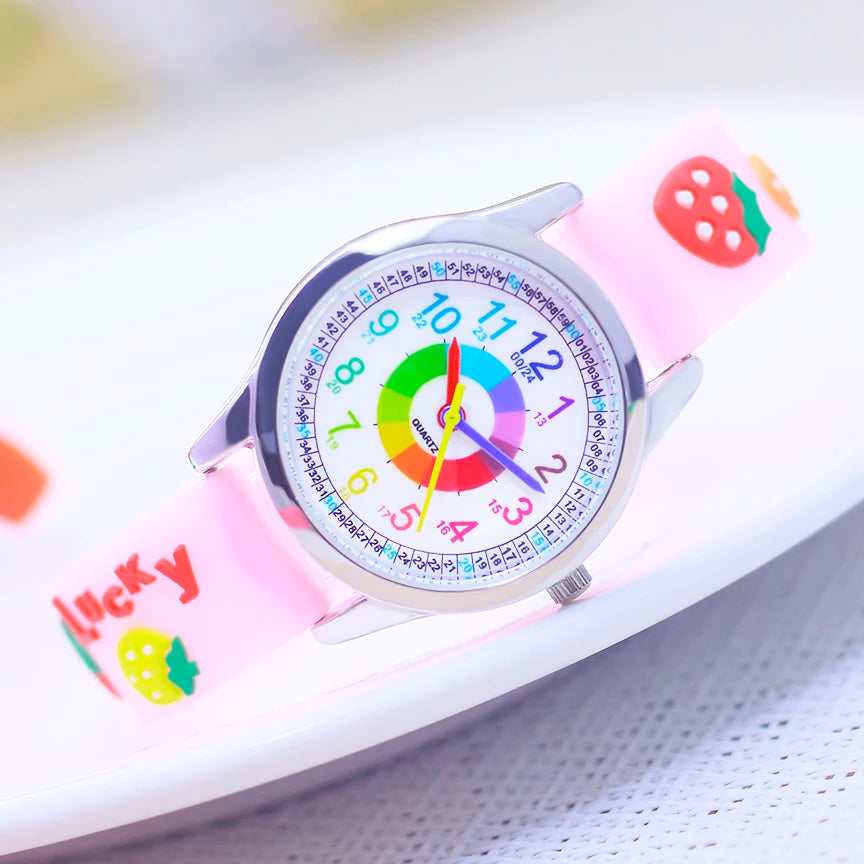 Smart Child Children‘s Girls Babies Cute Sweetheart Princess 3D Strawberry Silicone Color Digital Watch Kids Items Wristwatches