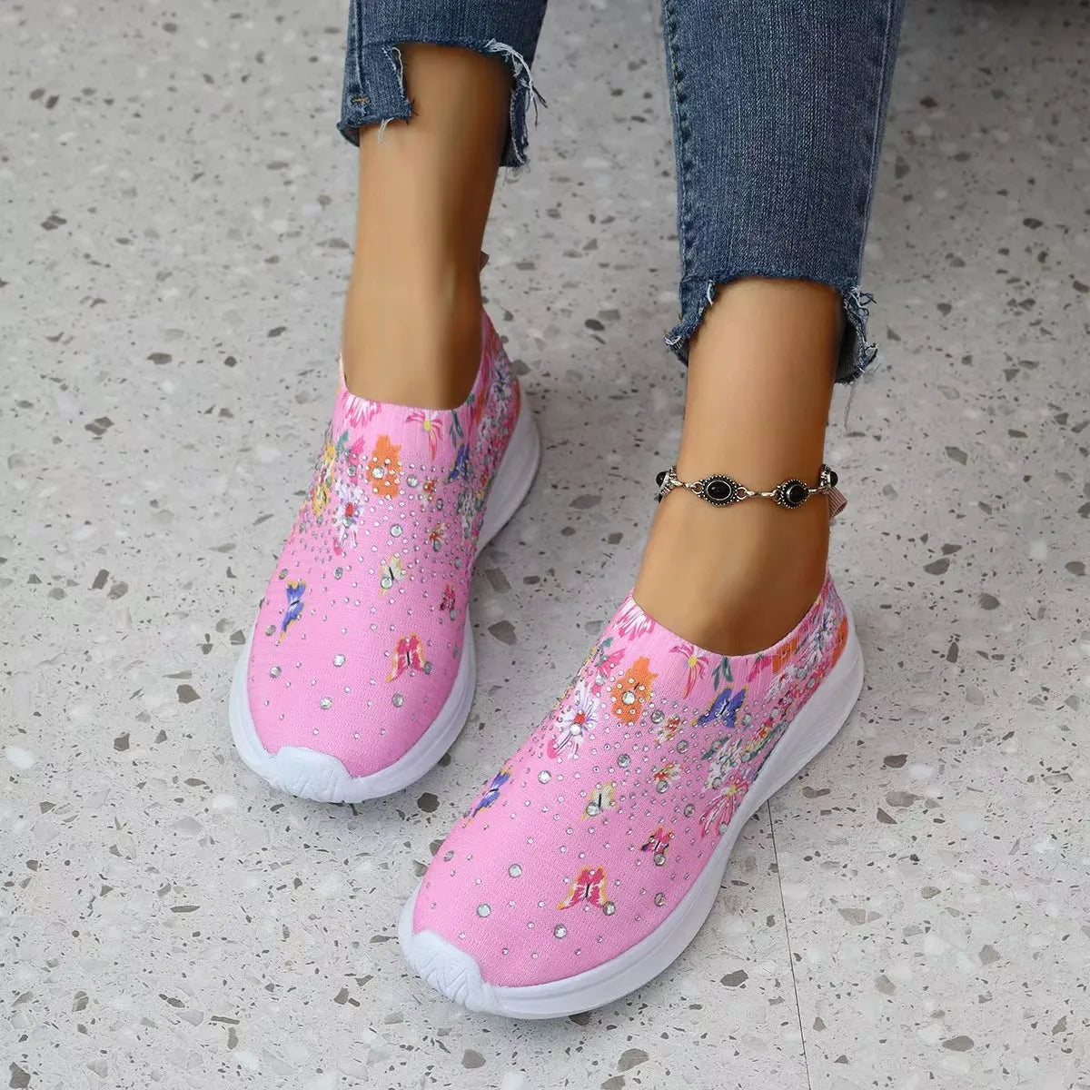 2024 Summer Women Shoes Knitting Sock Sneakers Women Flat Shoes Casual Breathable Sneakers Flats Walking Shoes for Women