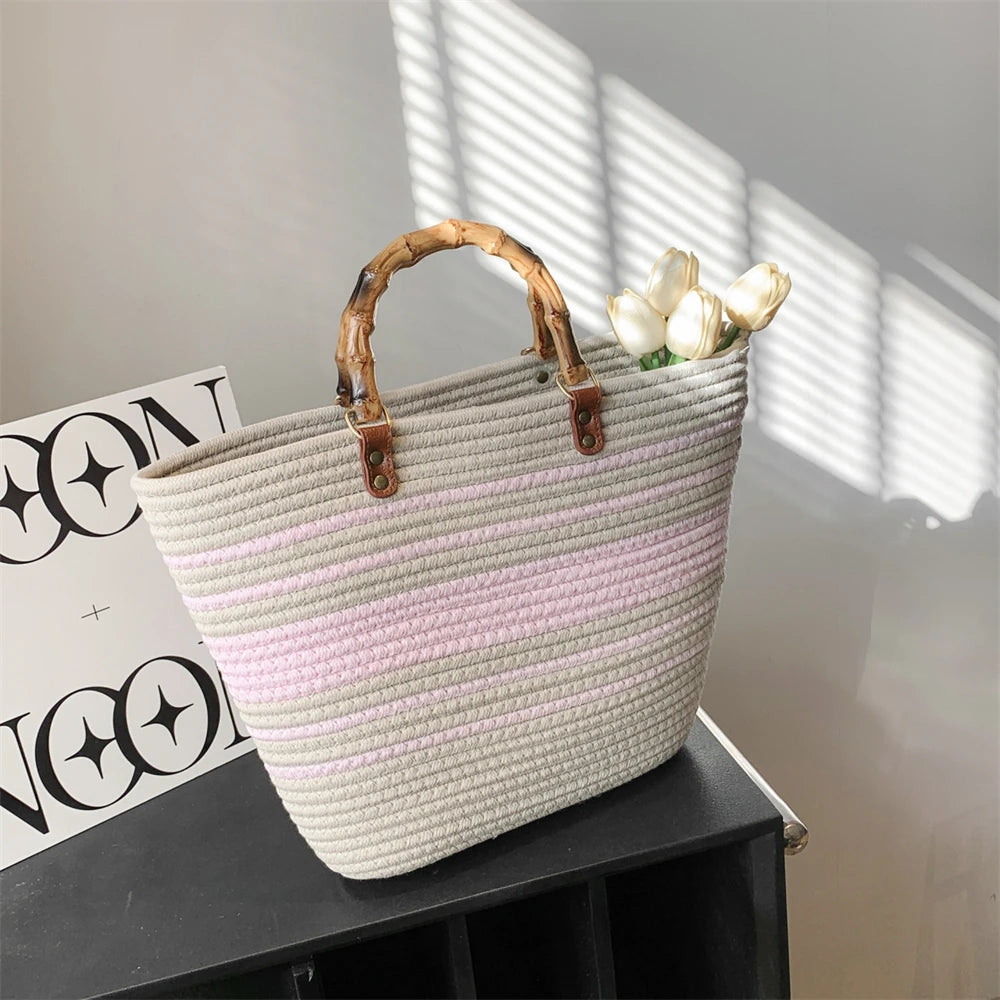 MOODS Straw Beach Handbags For Women 2023 Designer Luxury Crochet Bags Bohemia Style Raffia Rattan Large Capacity Shopper Totes