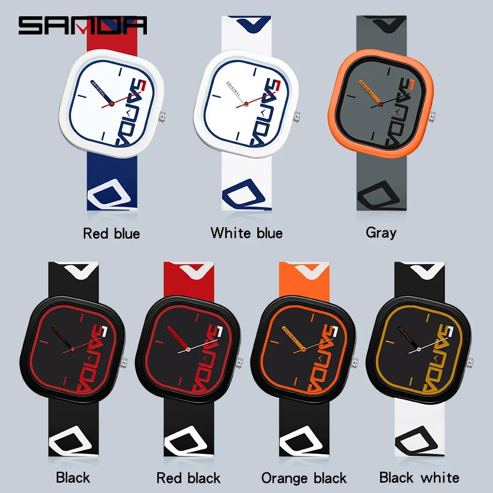 SANDA 3203 Brand Fashion Sports Quartz Watch Men Luxury Casual Waterproof Silicone Strap Men Clock  Simple Design Men Wristwatch