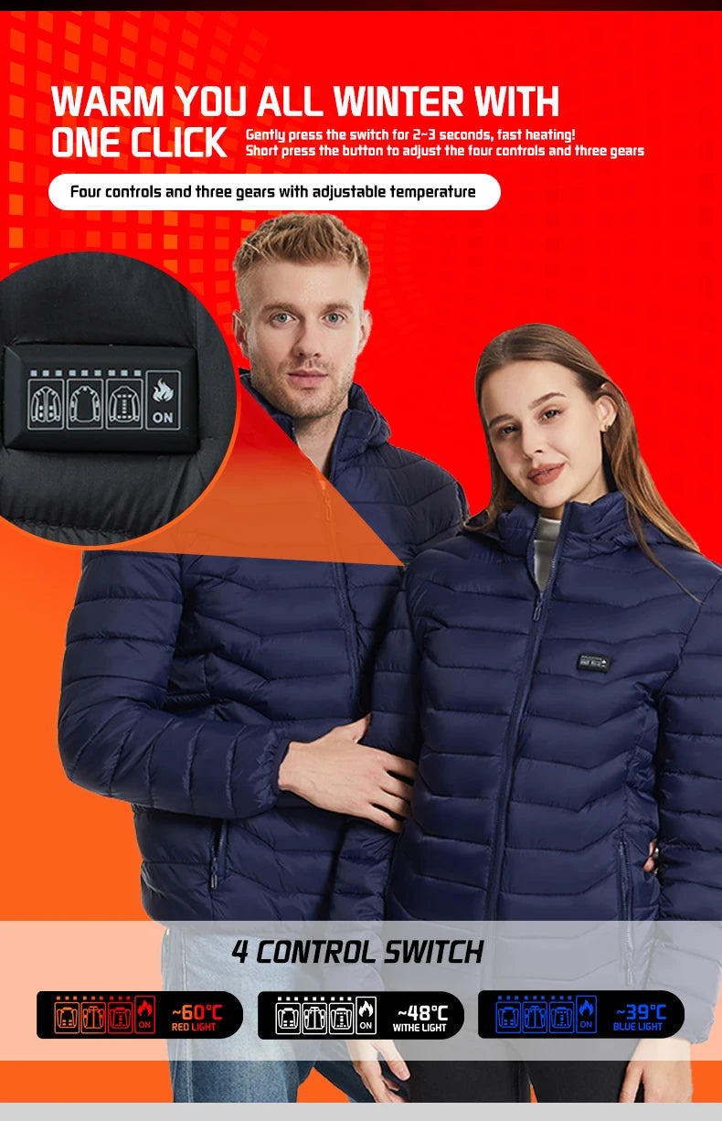 TODWARM Heated Jacket 21 Areas Winter Men's Women's Motorcycle Jacket USB Electric Heating Jacket Heated Vest Moto Thermal Cloth