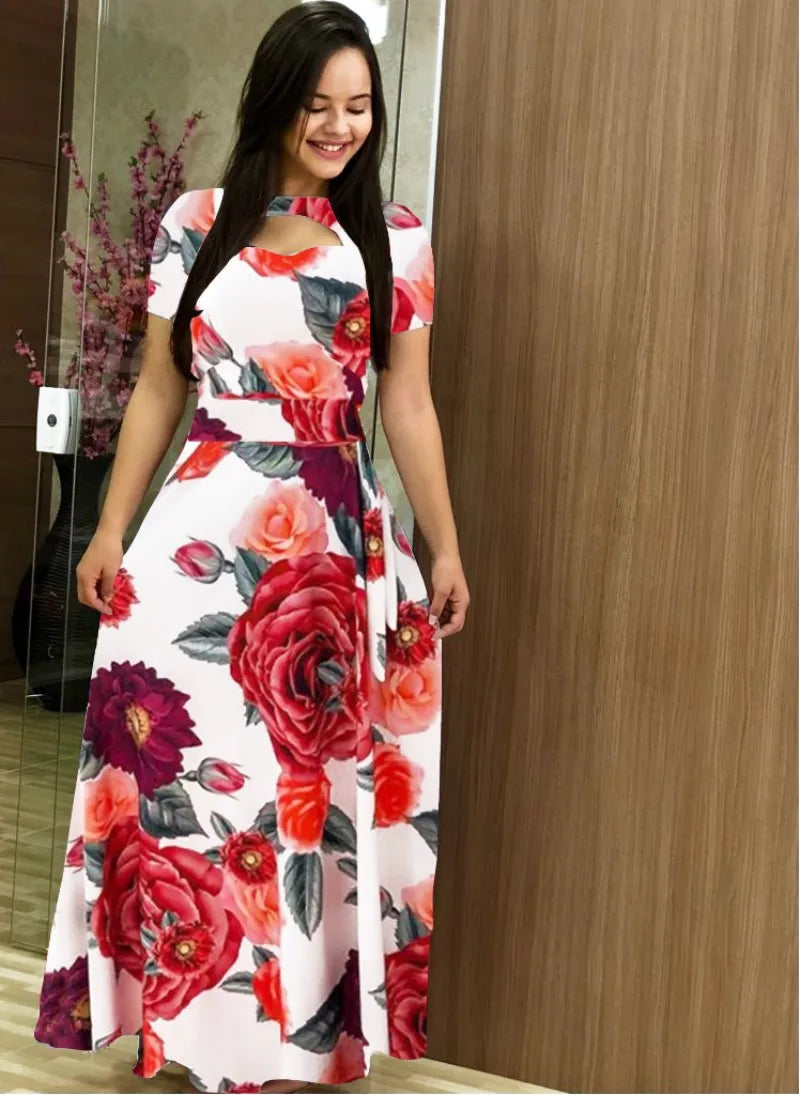 New Spring/Summer Dresses, Women's Big Swing Skirt, Sexy and Fashionable Digital Printing, European and American Fashion Style