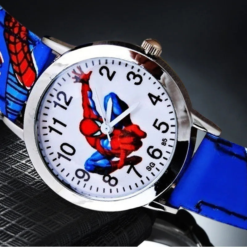 Children Cartoon Watch Spiderman Leather Strap Kids Quartz Watch Best Child Wristwatch Waterproof Men Watches Boy Gift