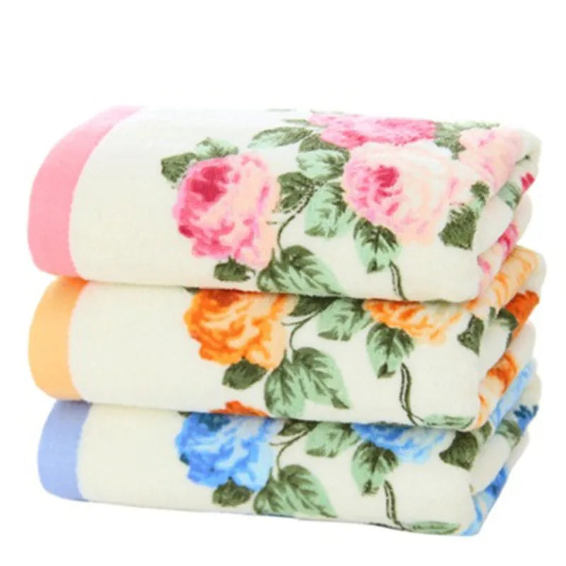 Home Hotel Soft 100% Cotton Face Flower Towel Peony Floral Terry Quick Dry Bathroom Towels Facecloth 34*74cm 1pc