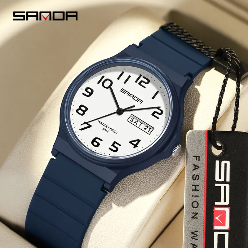 SANDA 9072 Mini Simple Students Wrist Watches Soft TPU Light Fashion Water Resistant Quartz women Outdoor Sports Analog Watch