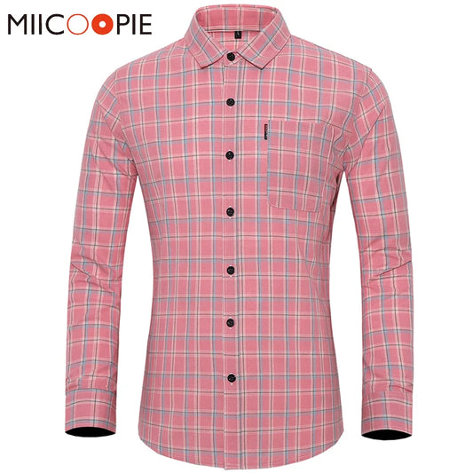 Brand Cotton Plaid Business Casual Shirt Men Spring Summer Autumn Long-sleeved Shirts Mens Dress Shirts Korea OverSize Clothes