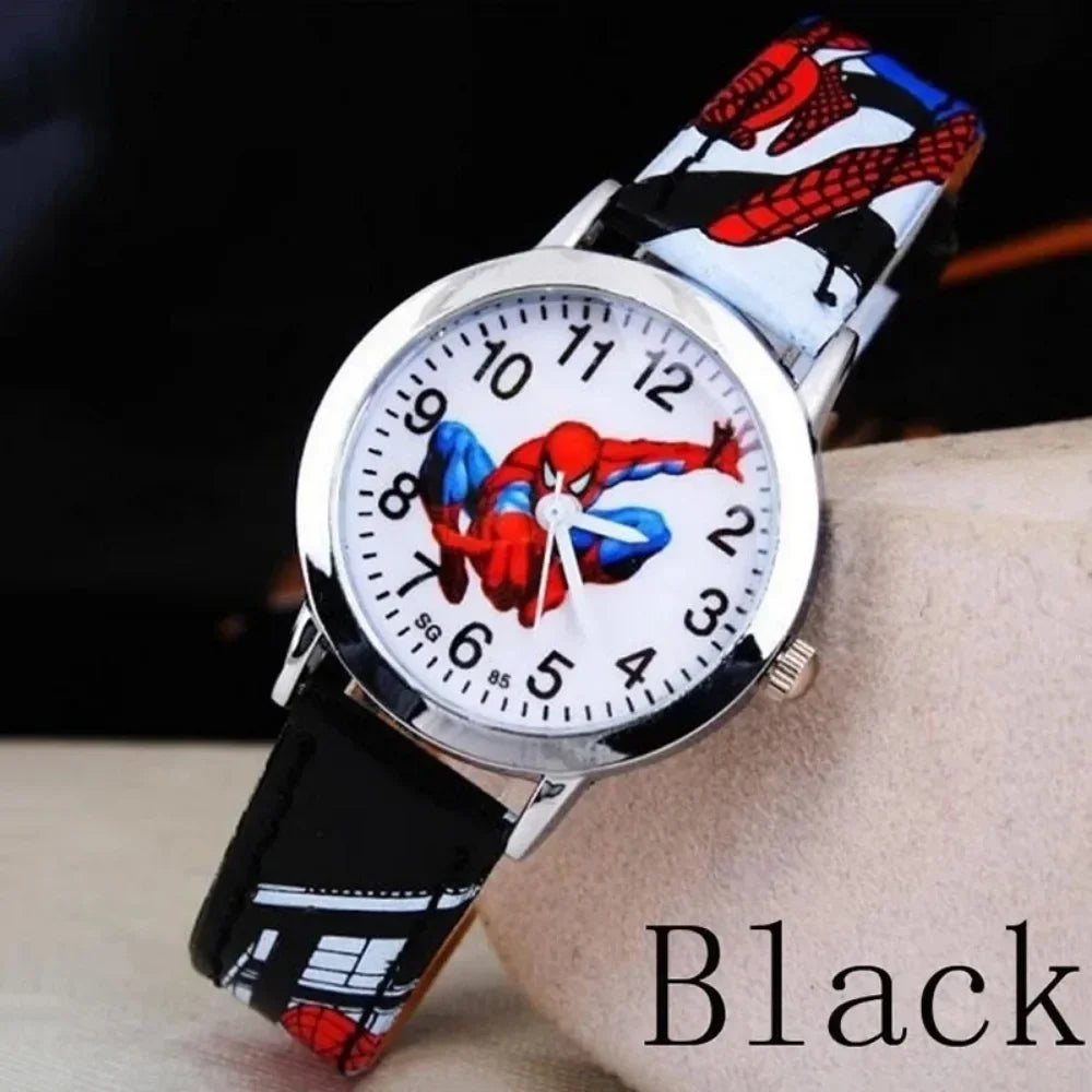 Children Cartoon Watch Spiderman Leather Strap Kids Quartz Watch Best Child Wristwatch Waterproof Men Watches Boy Gift