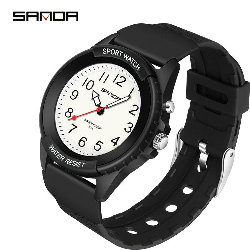 Fashion Sanda Top Brand Relogio Masculino New Casual Mens Watches Simple Letters Resin Waterproof Quartz Wristwatches Man Clock