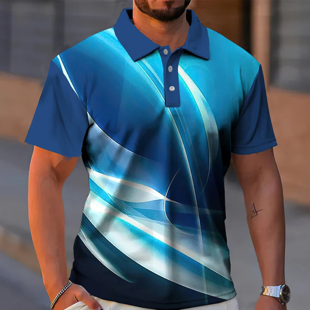 Summer Men's Polo Shirt Color Short Sleeve Tshirt Mesh Breathable Comfort Lapel Tops Tee Fashion Striped T Shirt Men's Fashion