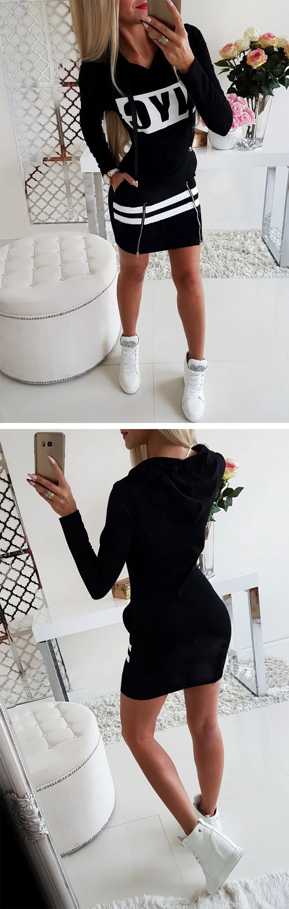 2022 Hooded Women Summer Dress Short Sleeve Letter Print Zipper Bandage Hoodies Lady Casual Sport Bodycon Vestidos Mini Dresses