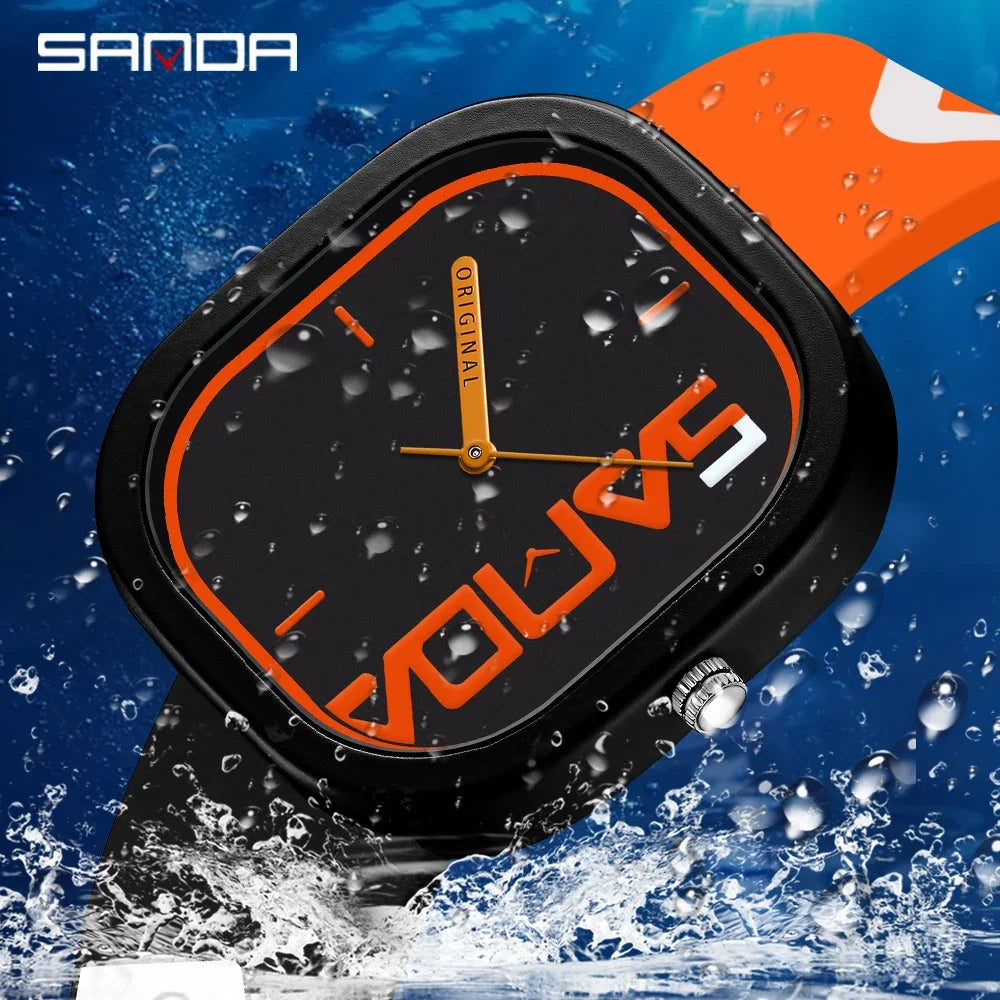 SANDA 3203 Brand Fashion Sports Quartz Watch Men Luxury Casual Waterproof Silicone Strap Men Clock  Simple Design Men Wristwatch