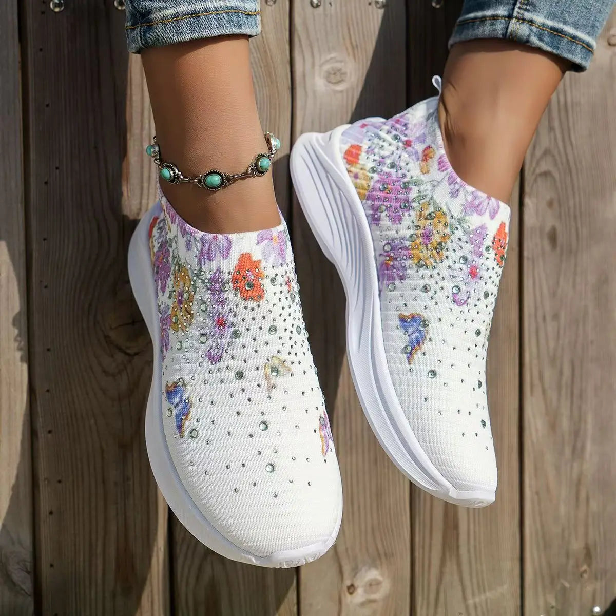 2024 Summer Women Shoes Knitting Sock Sneakers Women Flat Shoes Casual Breathable Sneakers Flats Walking Shoes for Women