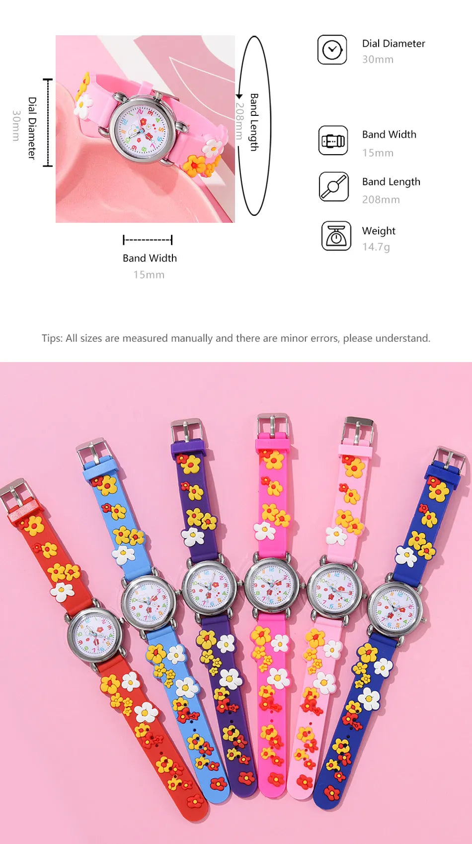 New Kids Watches Cartoon Watches Pink Silicone Quartz Wristwatch Birthday Gift Girl Boy Children Study Time Girl Watch