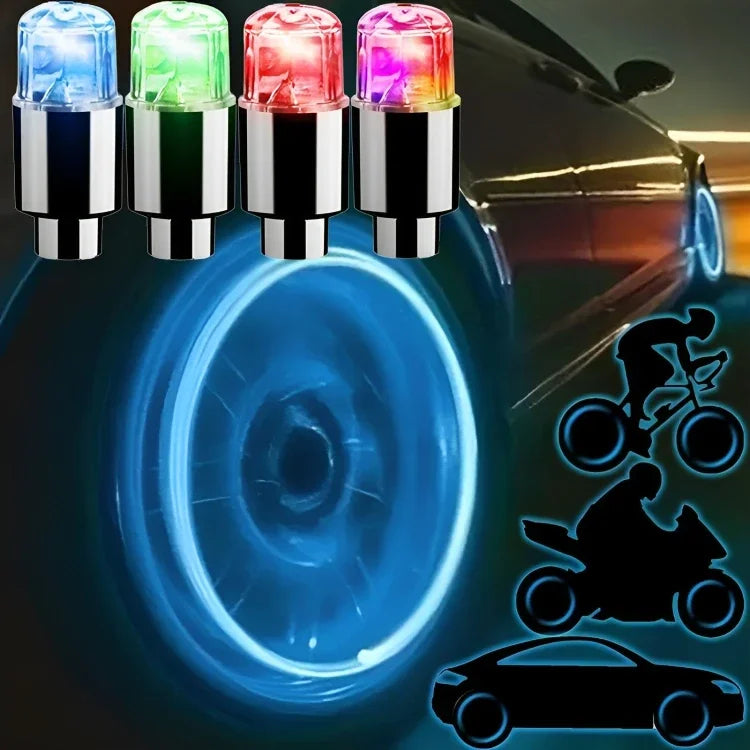 Car Hub Ambient Light Bicycle LED Tire Lights Universal Car Neon Lamp Valve Cover Lights Tire Colorful Flashing Bulb Decoration