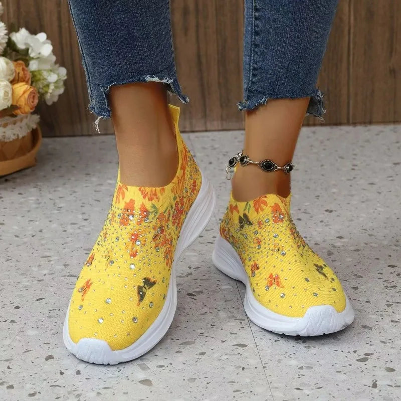 2024 Summer Women Shoes Knitting Sock Sneakers Women Flat Shoes Casual Breathable Sneakers Flats Walking Shoes for Women