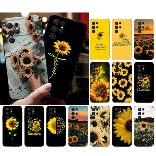 Phone Case for Samsung Galaxy S24 S23 S22 S21 S20 Ultra S20 S22 S21 S10E S20 FE S24 Plus Beautiful Flower sunflower Case