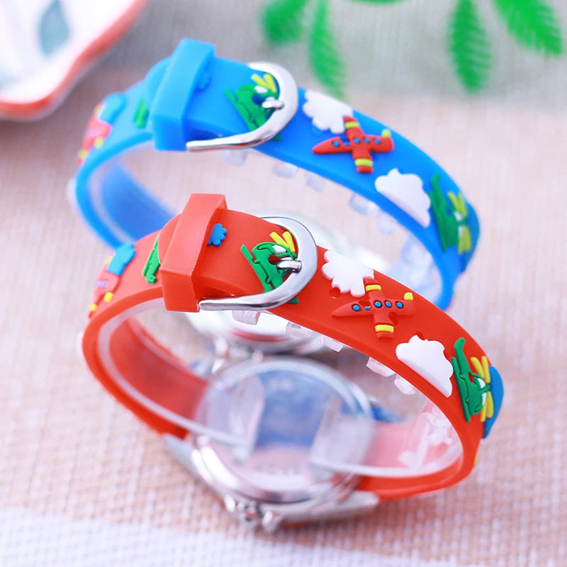 New Style Fashion Children Boys Girls Cartoon Helicopter Plane High Quality Watches Students Kids Cool Water Resistant Watches