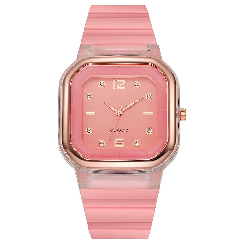 New Hot Square Women Quartz Watch Student Children Silicone Crystal Fashion Wristwatches Gift Reloj Mujer Elegante Dropshipping