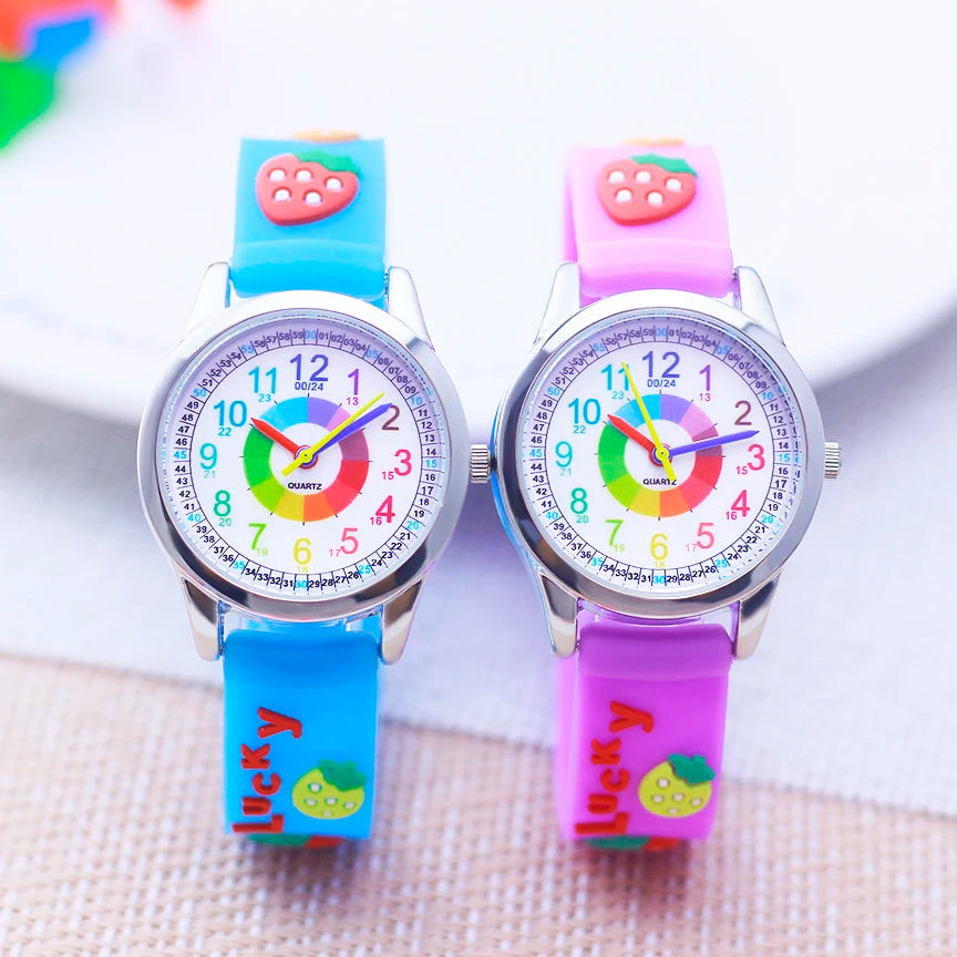 Smart Child Children‘s Girls Babies Cute Sweetheart Princess 3D Strawberry Silicone Color Digital Watch Kids Items Wristwatches