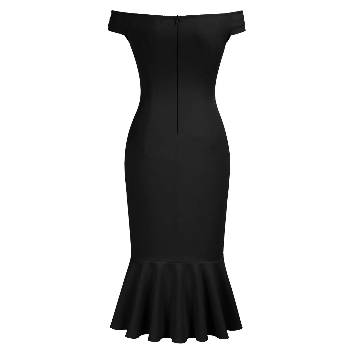 Women's elegant party dresses Off Shoulder V-Neck Ruffle Pleat Waist Slit Dress classic fishtail skirt  traf vestidos para mujer