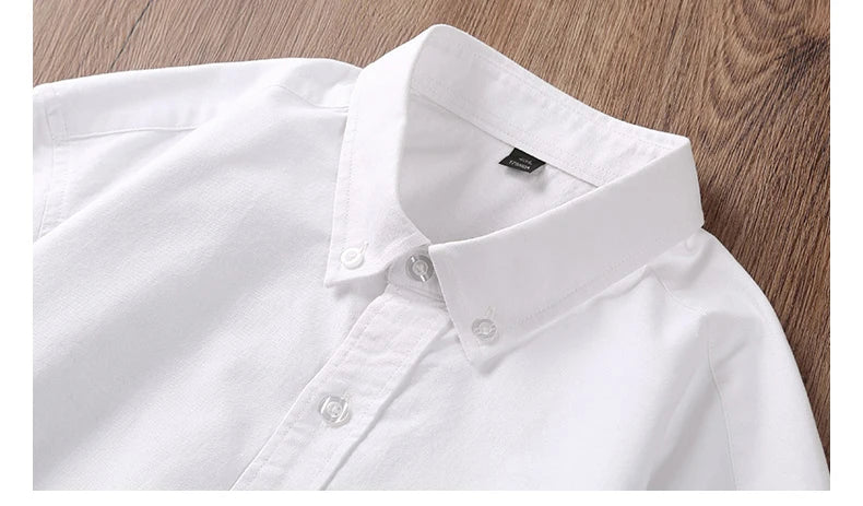 Classic fit fasion 100%Cotton long-sleeve shirt for men single pocket slim fit Casual top soft Oxford solid color office clothes