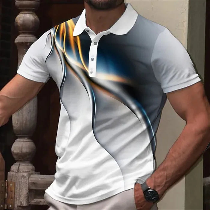 Summer Men's Polo Shirt Color Short Sleeve Tshirt Mesh Breathable Comfort Lapel Tops Tee Fashion Striped T Shirt Men's Fashion