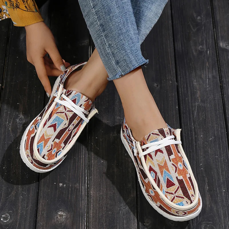 Women Orange Vulcanized Shoes Canvas Slip on Loafers Female Flat Shoes Fashion Ladies Walking Shoes Casual Sneakers 2023