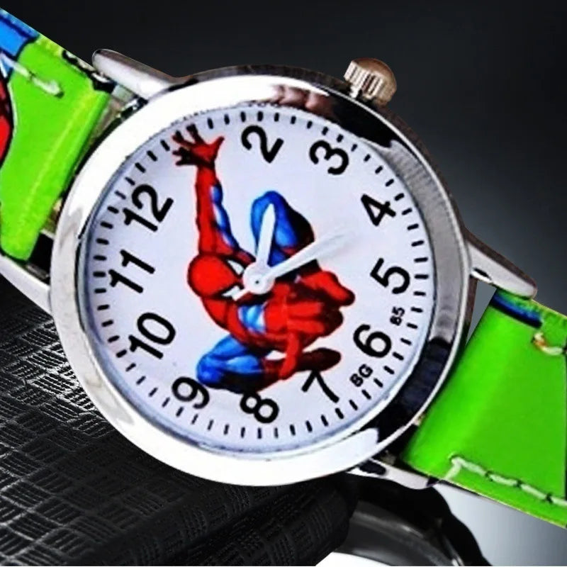 Children Cartoon Watch Spiderman Leather Strap Kids Quartz Watch Best Child Wristwatch Waterproof Men Watches Boy Gift