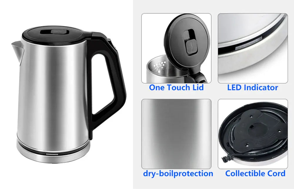 2L Electric Kettle,Quickly Boiling Water,Automatic Power-Off,Dry-Boil Protection,110V1000W,220V1500-1700W,Food Grade 304