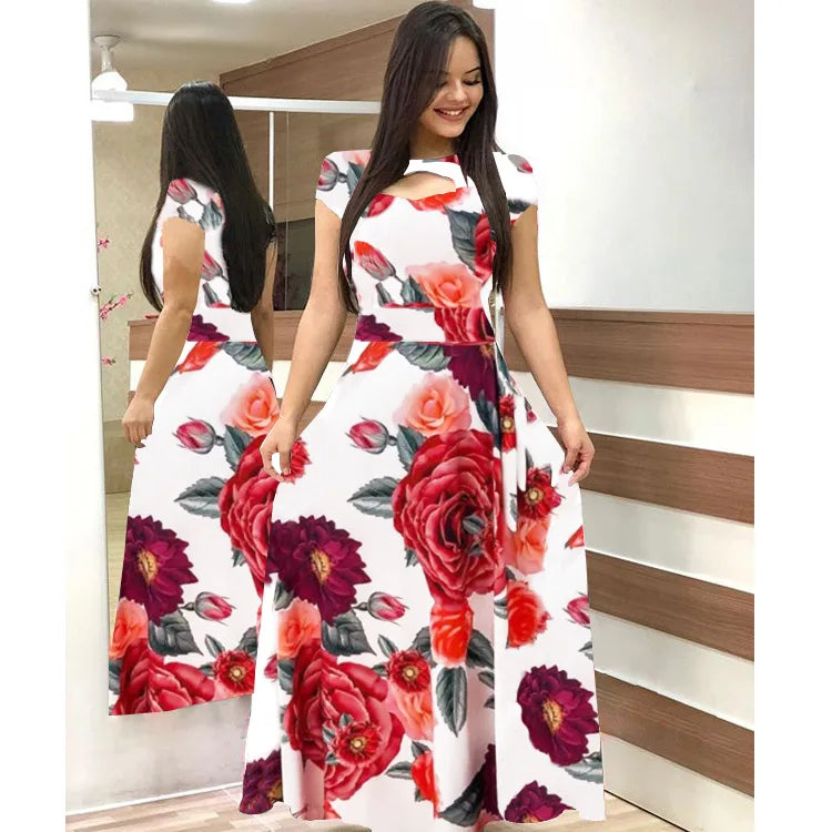 New Spring/Summer Dresses, Women's Big Swing Skirt, Sexy and Fashionable Digital Printing, European and American Fashion Style