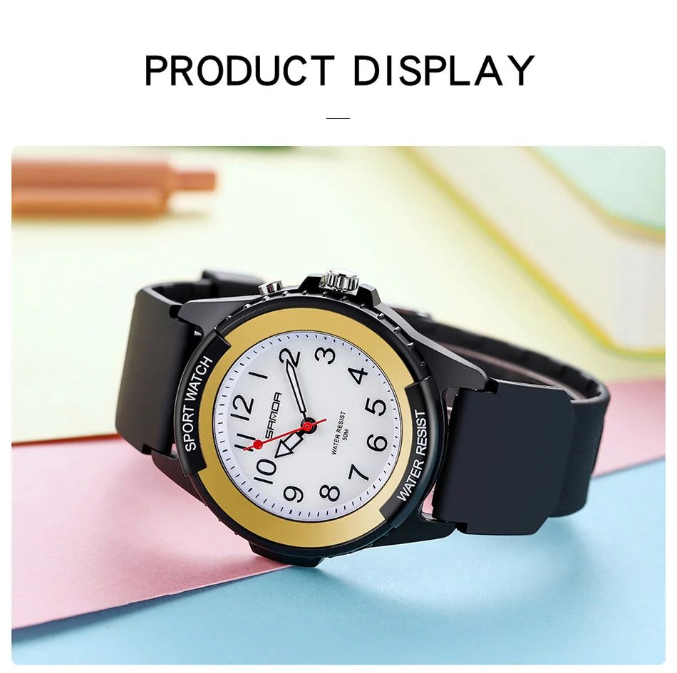 Fashion Sanda Top Brand Relogio Masculino New Casual Mens Watches Simple Letters Resin Waterproof Quartz Wristwatches Man Clock