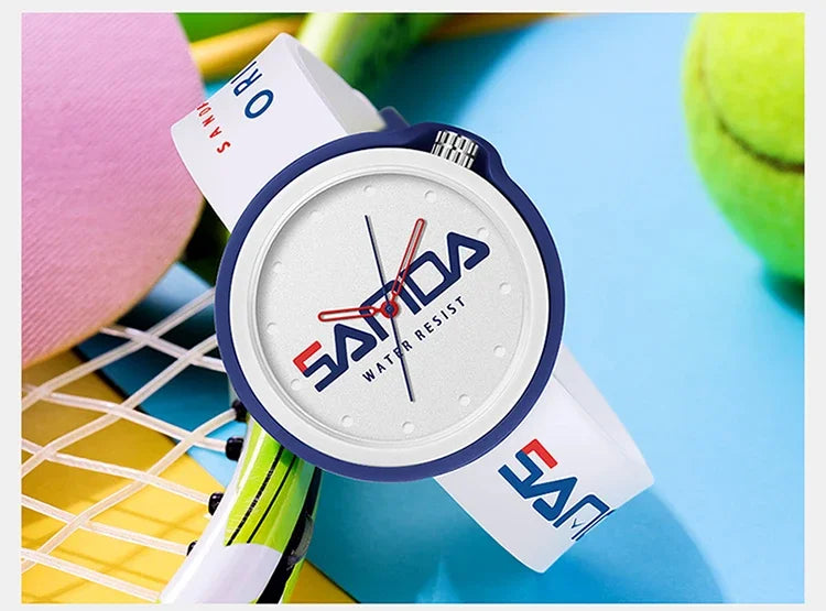 SANDA 3200 Product Fashion Brand Ladies Watch Sports Silicone Quartz Cool Waterproof Red White Black Wrist Watch Casual Men