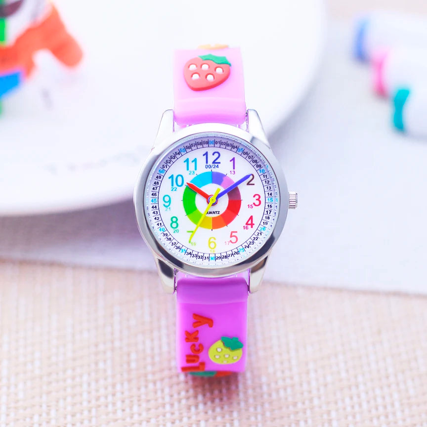 Smart Child Children‘s Girls Babies Cute Sweetheart Princess 3D Strawberry Silicone Color Digital Watch Kids Items Wristwatches