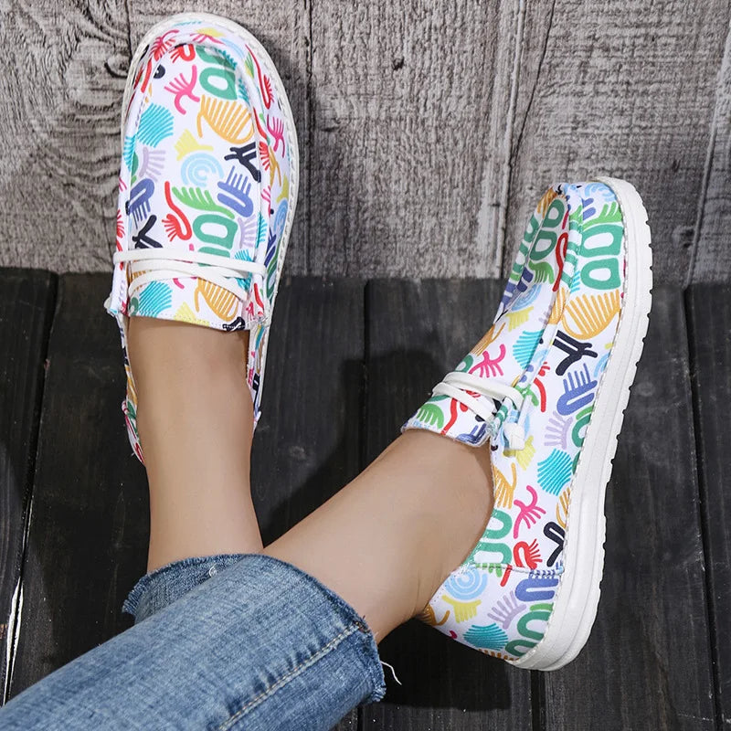 Women Orange Vulcanized Shoes Canvas Slip on Loafers Female Flat Shoes Fashion Ladies Walking Shoes Casual Sneakers 2023