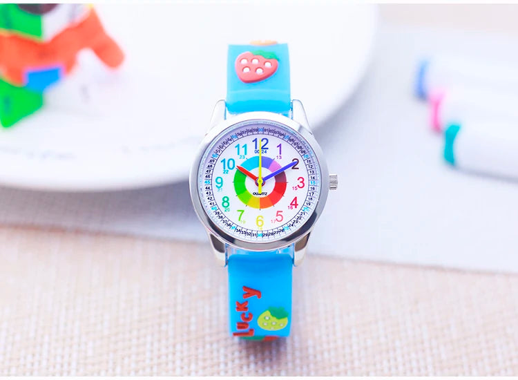 Smart Child Children‘s Girls Babies Cute Sweetheart Princess 3D Strawberry Silicone Color Digital Watch Kids Items Wristwatches